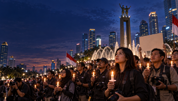 Gelar Doa Bersama di HI, Wartawan Berharap Jurnalis yang Hilang Segera Ditemukan
